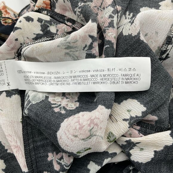 Zara Woman Floral Jumpsuit Ruffle Shoulder Tie Back Wide Leg Med NWT - Picture 8 of 9